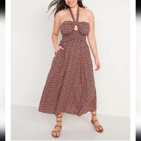 Old Navy Large Dress Floral Leaves Fall Halter Or Strapless - Picture 8 of 9